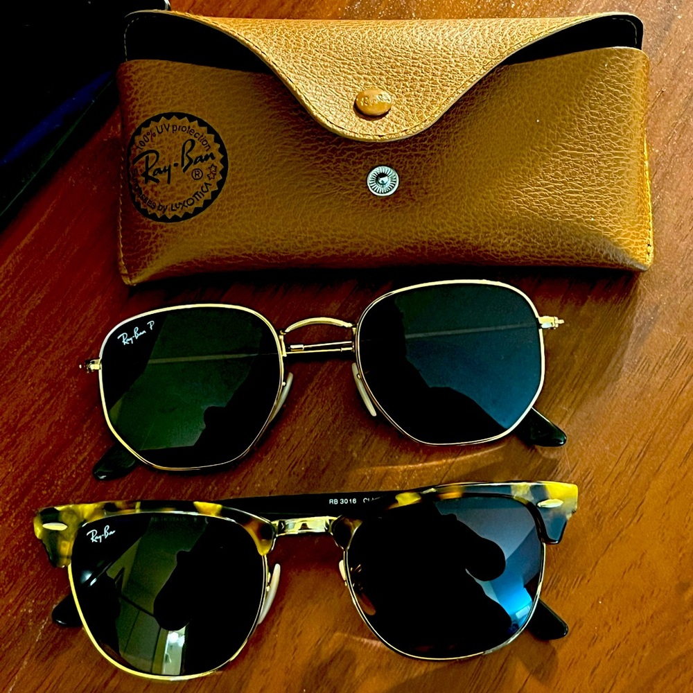 Ray.Bans Clubmaster & Hexagonal Sunglasses & Case